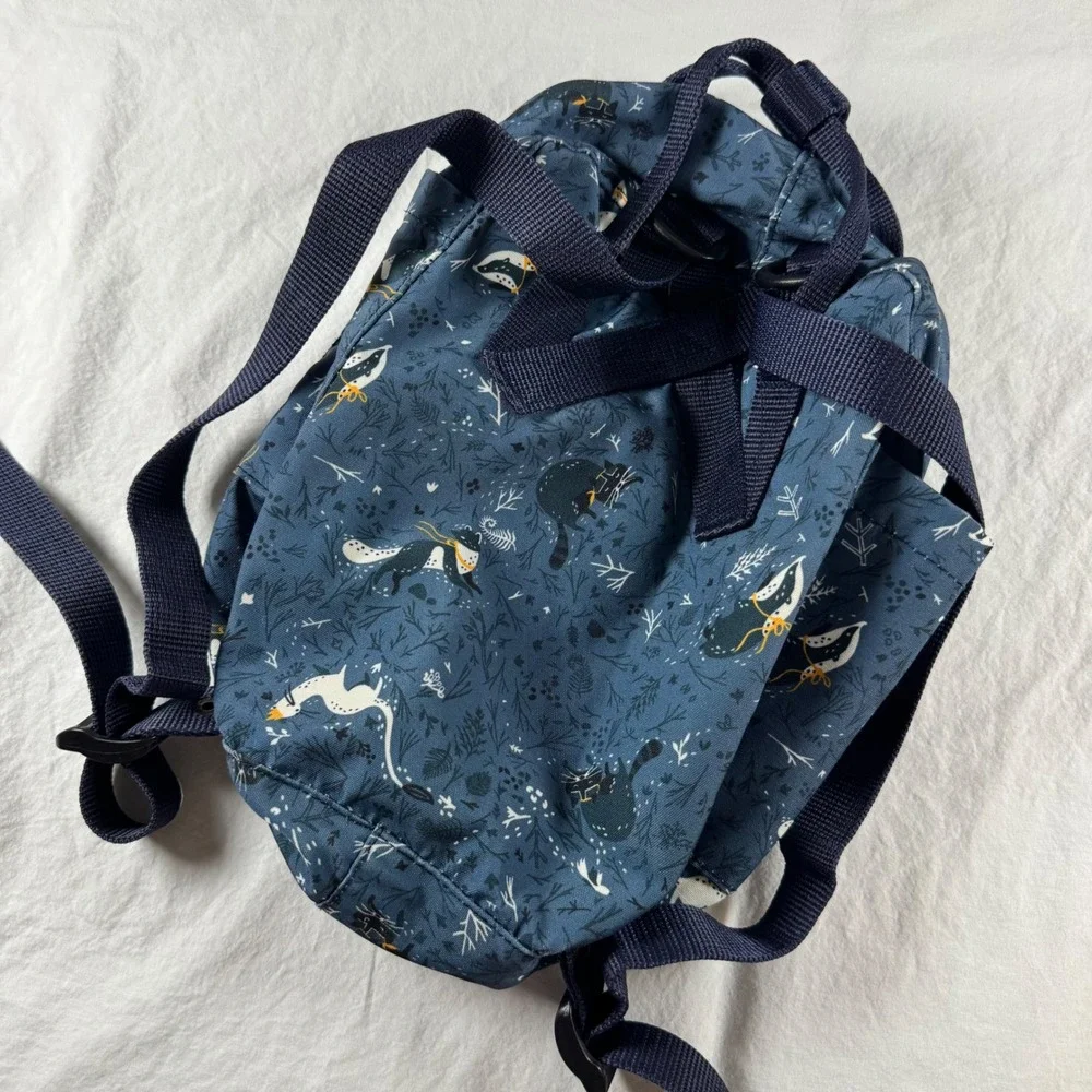 Fjallraven Kanken Mini Blue Fable Print Mini Backpack Shoulder Strap Handle